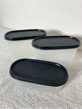 Tupperware Modular Mates Oval food Storage Containers W Black Lids 6pcs